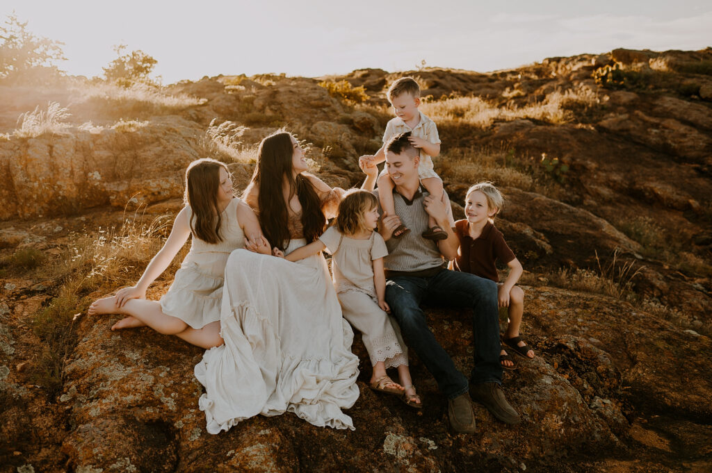 Mom and her family snuggling on a mountain in Oklahoma. 